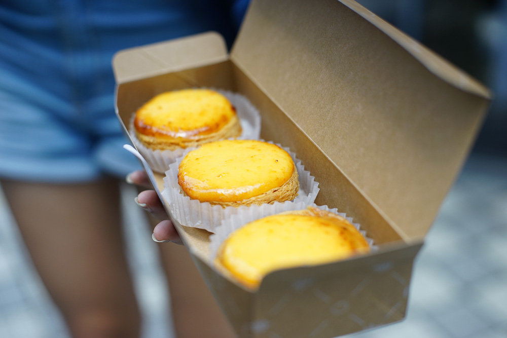 box of 3 delicious looking baked cheese tarts from Uchiya - Osaka budget