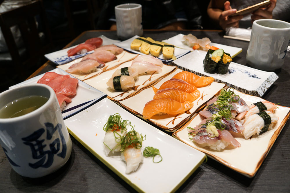 A range of sushi at Harukoma Sushi - Osaka budget