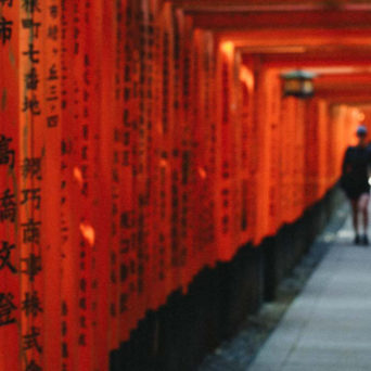 Torii Gates lining pavement Fushimi Inari Shrine - Kyoto Budget