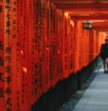 Torii Gates lining pavement Fushimi Inari Shrine - Kyoto Budget