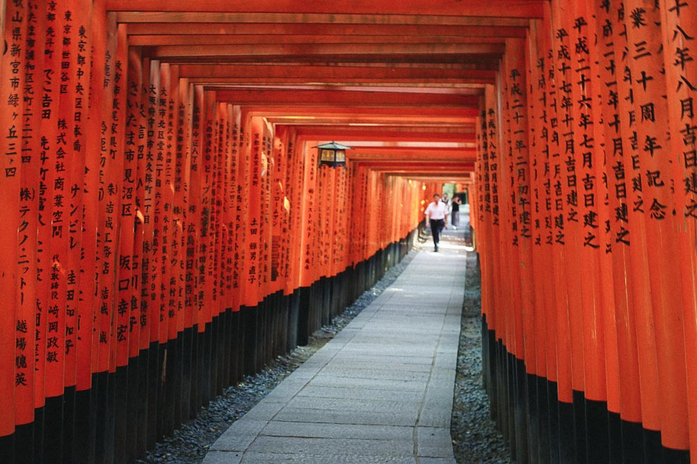 Torii Gates lining pavement Fushimi Inari Shrine - Kyoto Budget