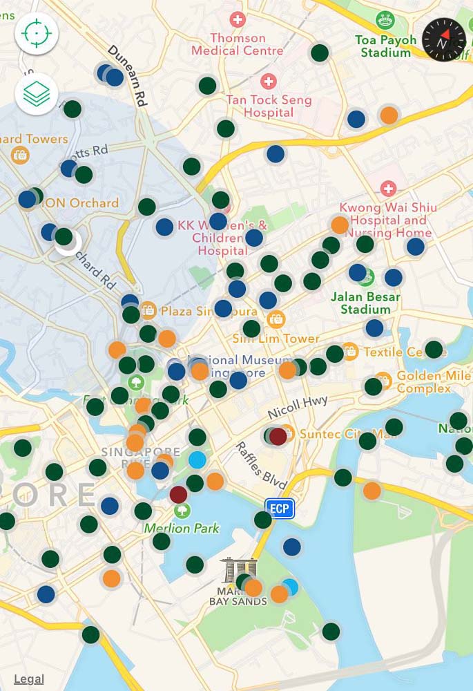 Map of caches in Singapore - Geocaching in Singapore