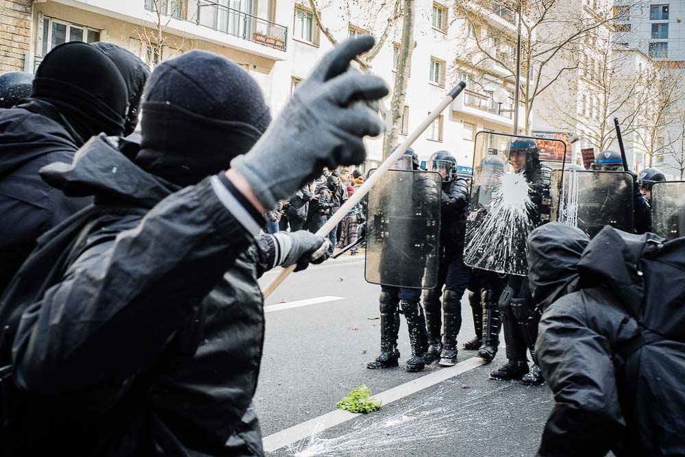 Protestors and police meet in a clash - Travel photojournalism
