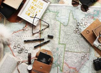 10 Ways to Travel Budget on a Gap Year World map flat lay - Travel budget gap year