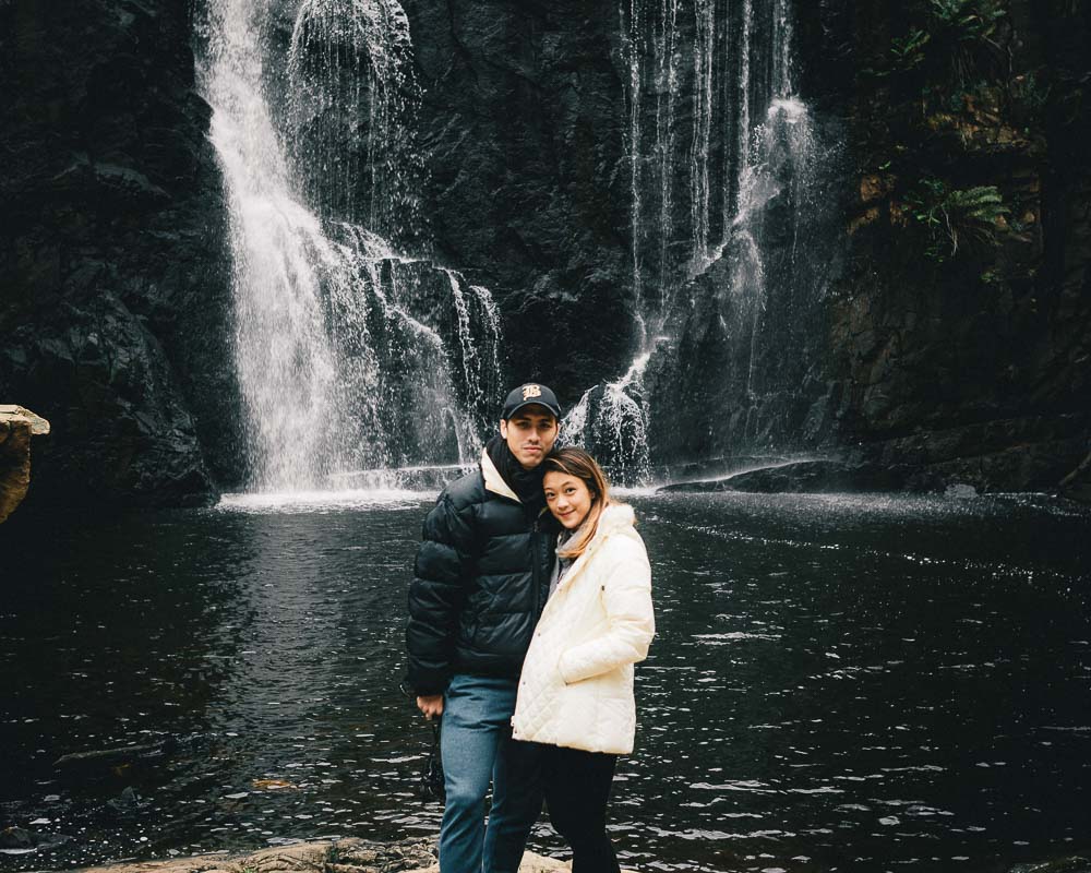 Anders and Rachel at MacKensie Falls - Camping in Grampians