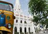 auto tuk tuk outside the St Thomas Cathedral Church in Chennai