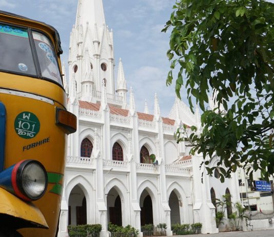 Chennai survival guide – The best city to get a first taste of India auto tuk tuk outside the St Thomas Cathedral Church in Chennai