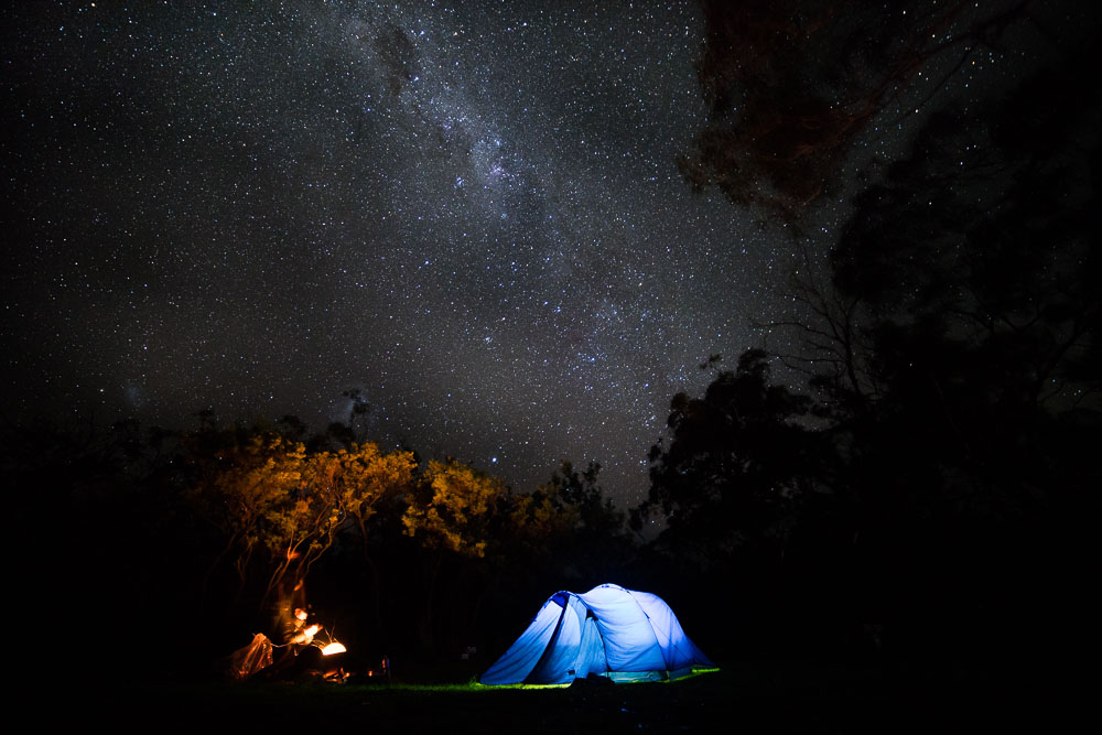 milky way view camping at great otway - melbourne roadtrip