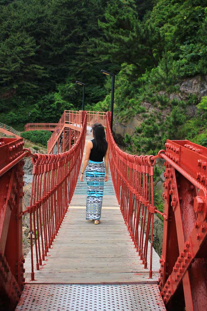 Songdo beach red suspension bridge -Busan