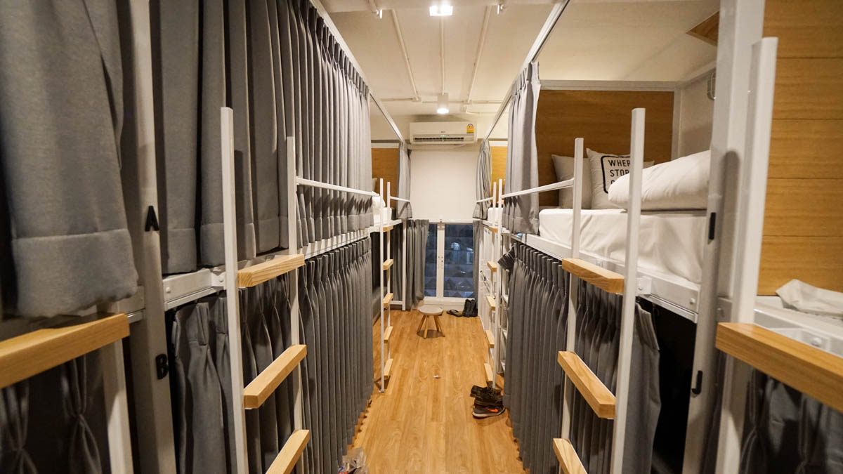 Bunk Bed configuration, with ladder leading to top bunks in Bed One Block Hostel - bed one block review 10