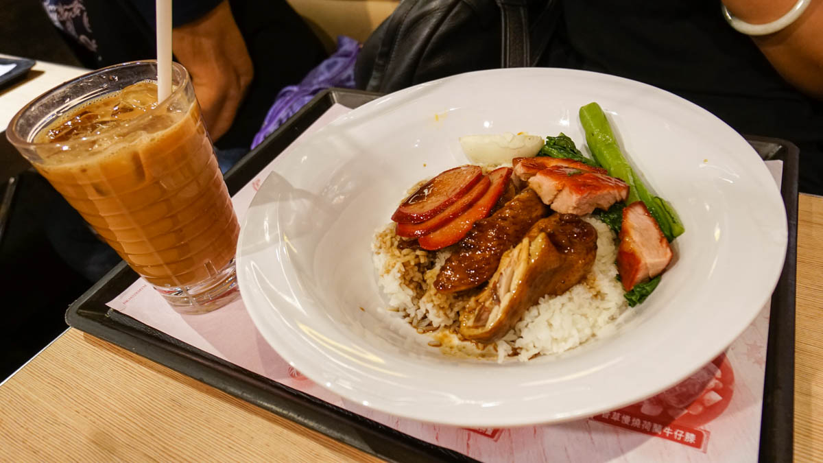 BBQ Pork Rice combo with Salted Egg at Cafe De Coral - hong kong food journey 37