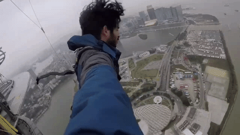 Harish jumping off Macau Tower - the travel intern life 3