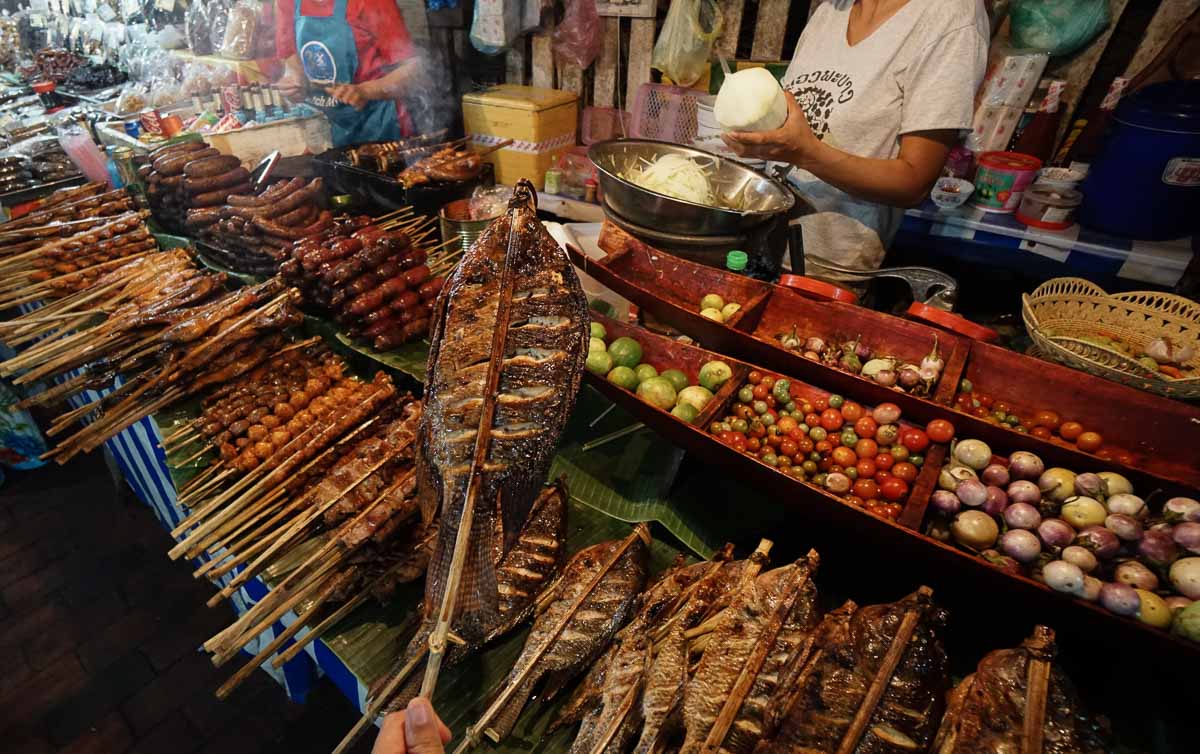 Night Market grill food - Luang Prabang itinerary