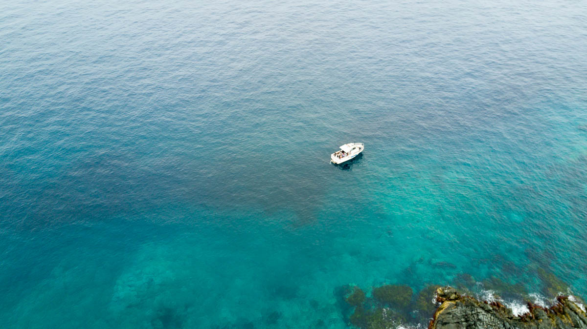Boat from the air - Snorkelling with seals on Montague Island NSW Australia-6