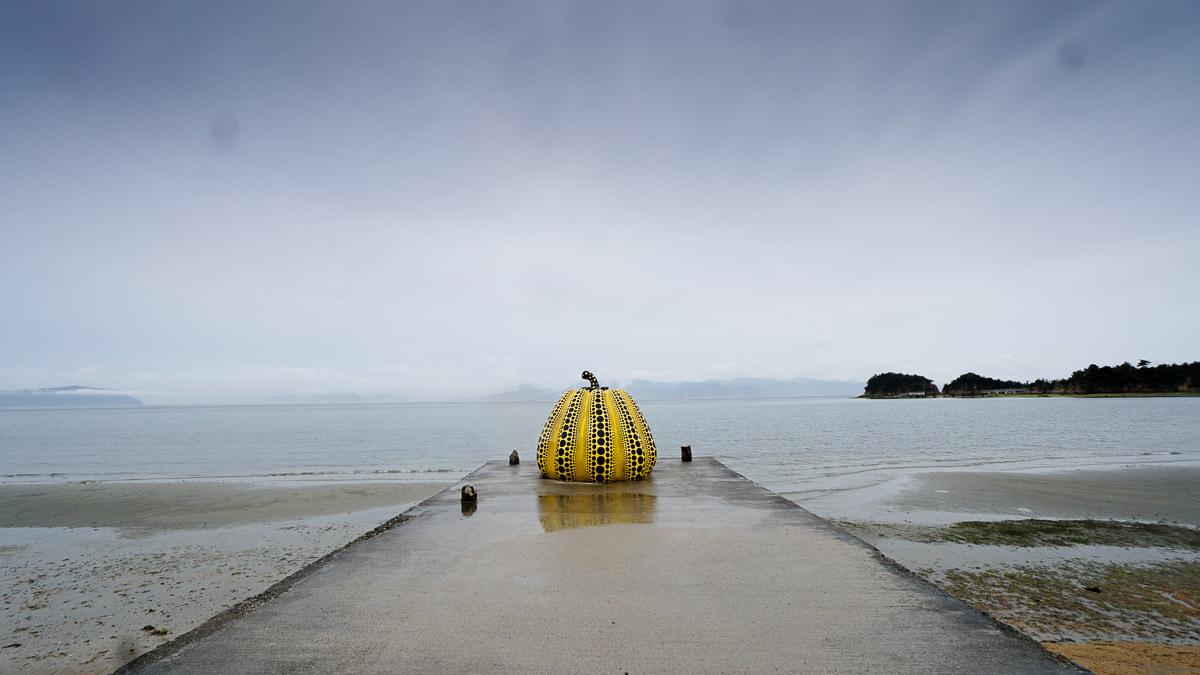 Naoshima yellow pumpkin - Kansai Hiroshima JR Pass Japan Budget Itinerary