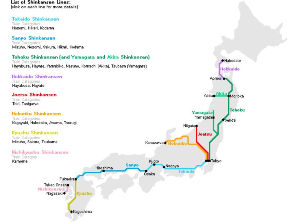 Map of Shinkansen Lines - JR Pass Guide