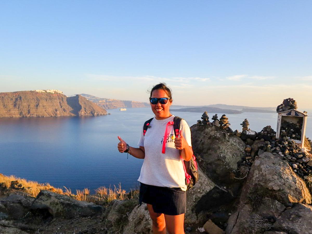 Going on an unintended hike in Santorini - travel solo for a year