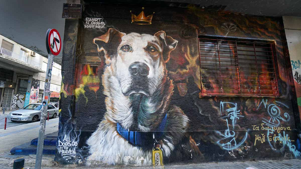 Graffiti of Loukanikos the Dog in Athens - Greece Budget Itinerary
