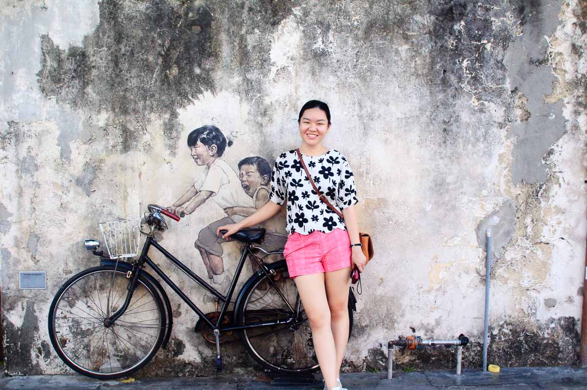 Little Children on Bicycle Mural - Penang Food Guide