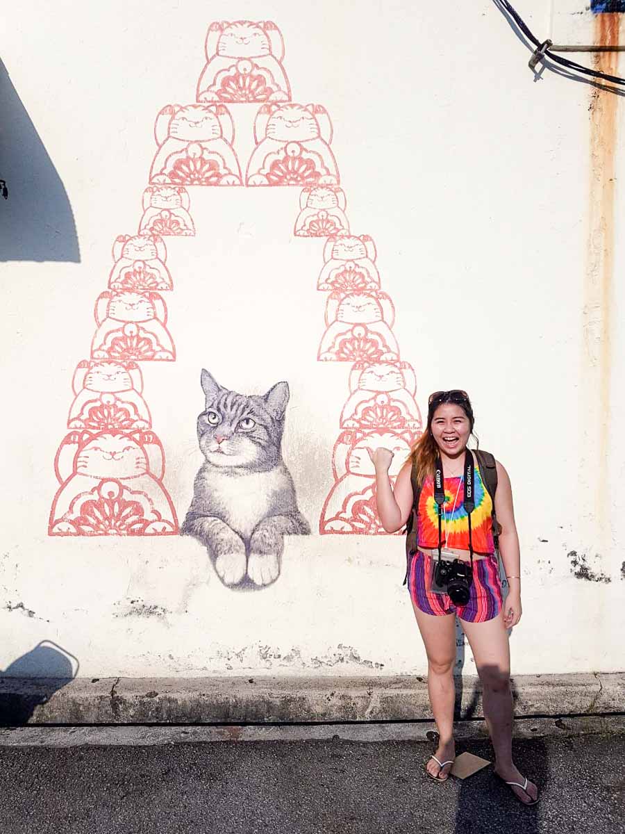 Love me like your fortune cat mural - Penang Food Guide