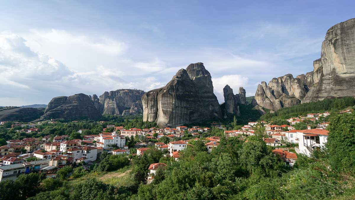 Overlooking the town of Kalambaka in Meteora - Greece Budget Itinerary