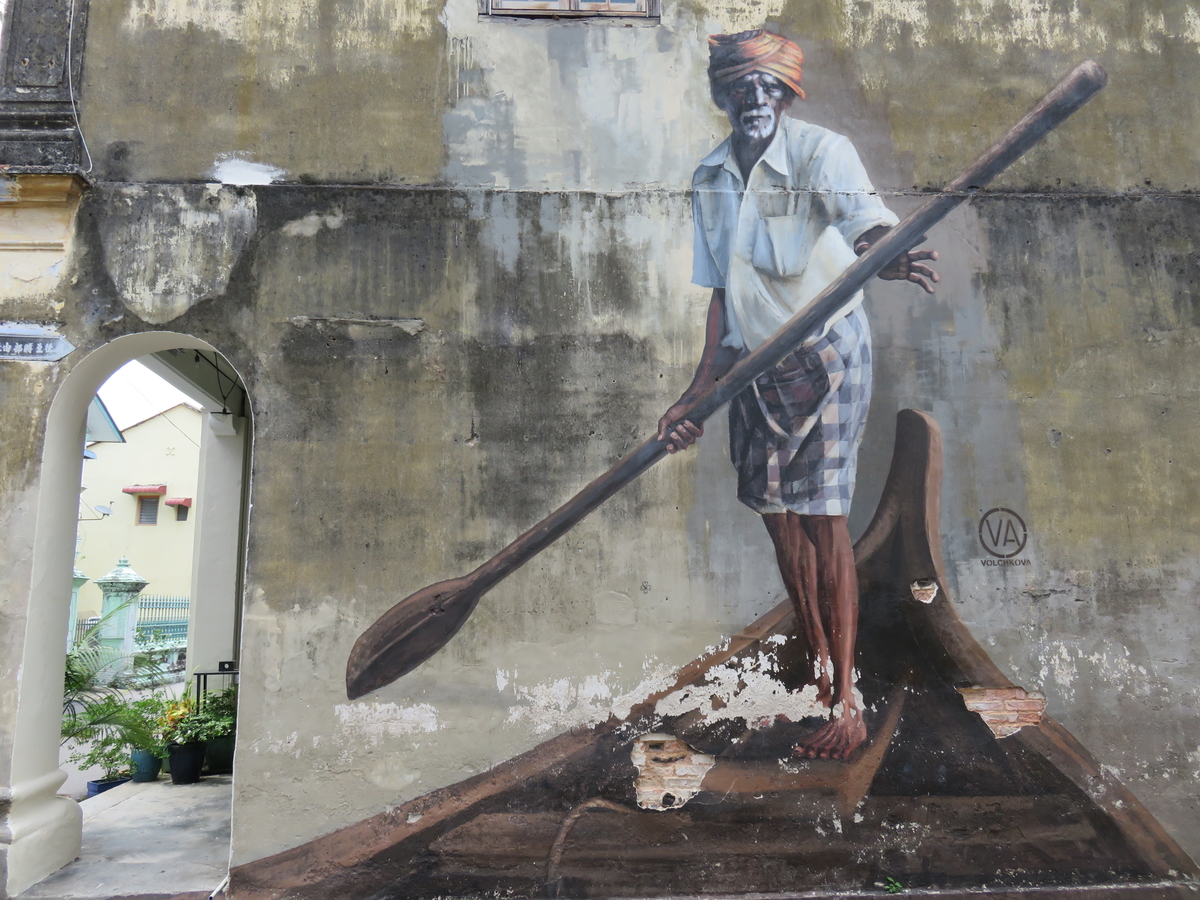 Mural Indian Boatman - Penang Food Guide