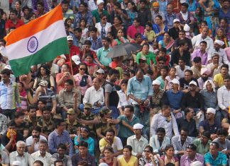 Standing between India and Pakistan; the Wagah Border Experience Indian crowd at the Wagah Border ceremony