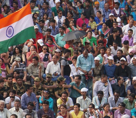 Indian crowd at the Wagah Border ceremony