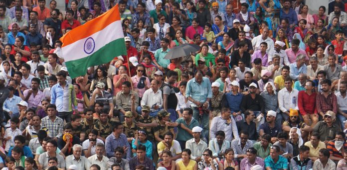 Indian crowd at the Wagah Border ceremony