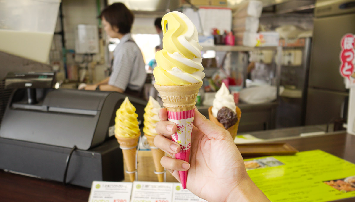 Tamago soft serve from Owakudani - Hakone Day Trip From Tokyo