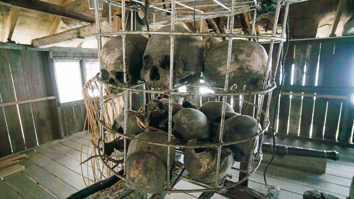 Skulls at longhouse - Kuching Itinerary