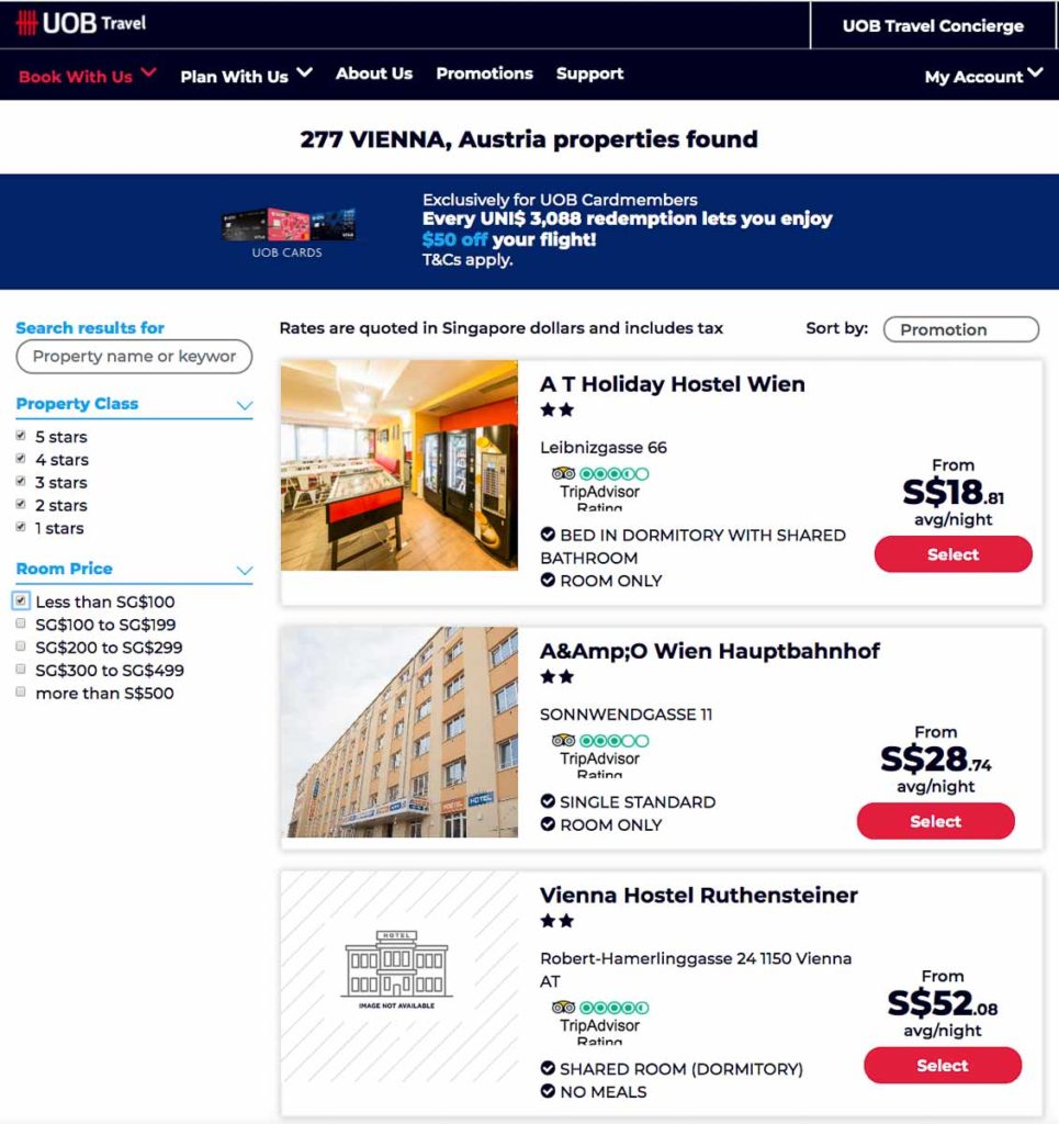 UOB Travel Accommodation in Vienna - Europe Budget tips