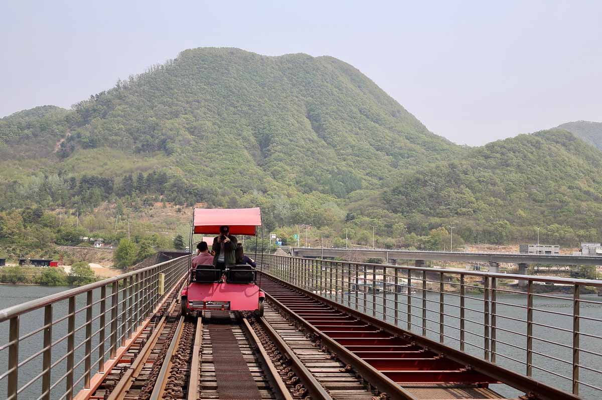 Gapyeong Rail Bike Overseesing mountain - Nami Island