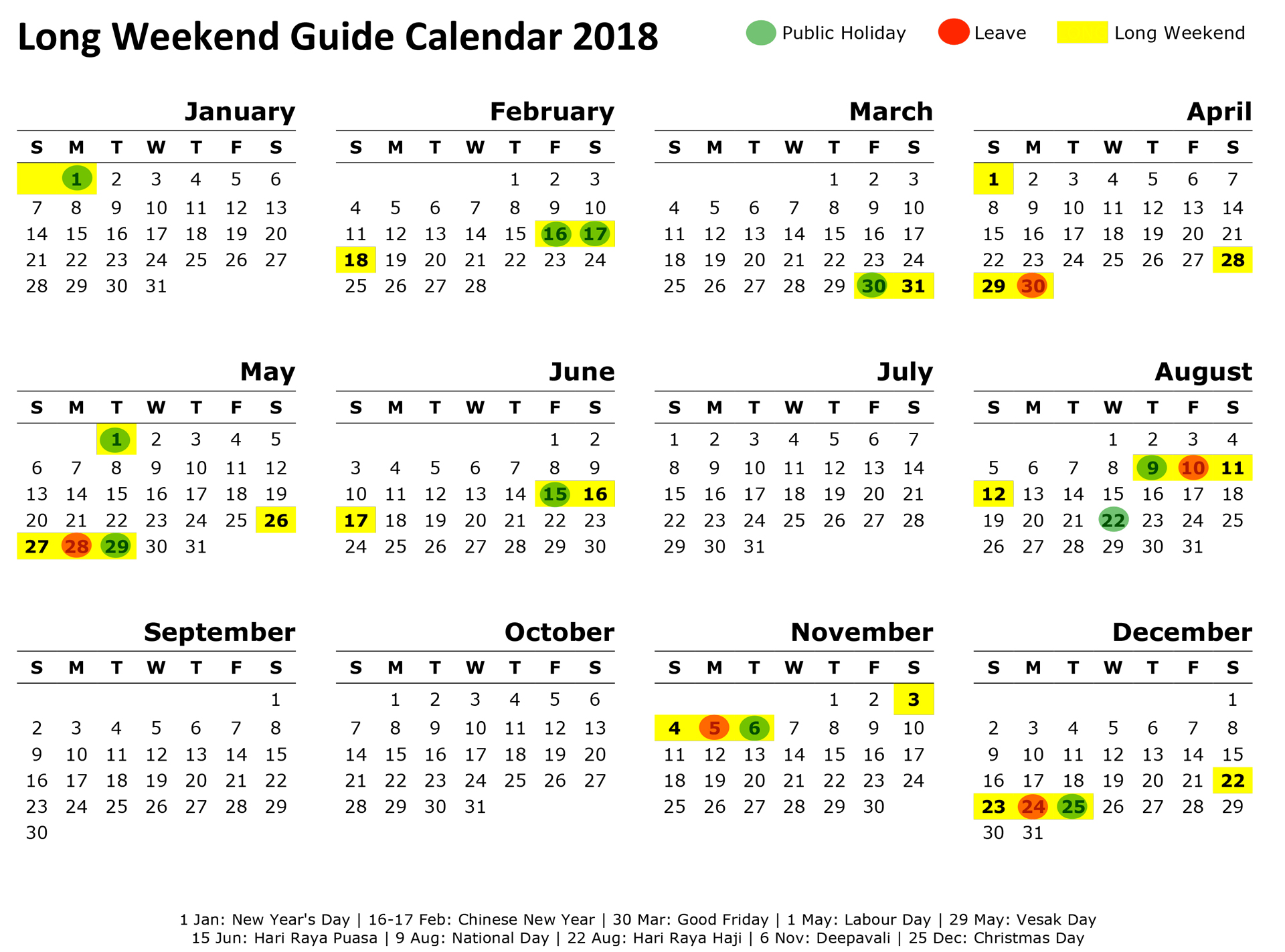 2018 Calendar Singapore Holiday – Merry Christmas And 