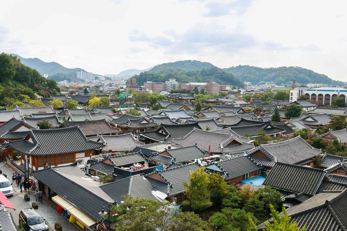 View of Jeonju Hanok Village from Omokdae - Korea Itinerary Korail Pass