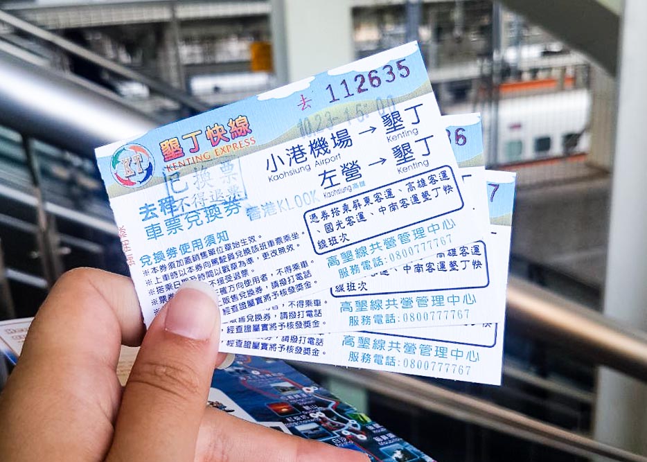 Kaohsiung to Kenting express bus ticket - THSR Taiwan Itinerary