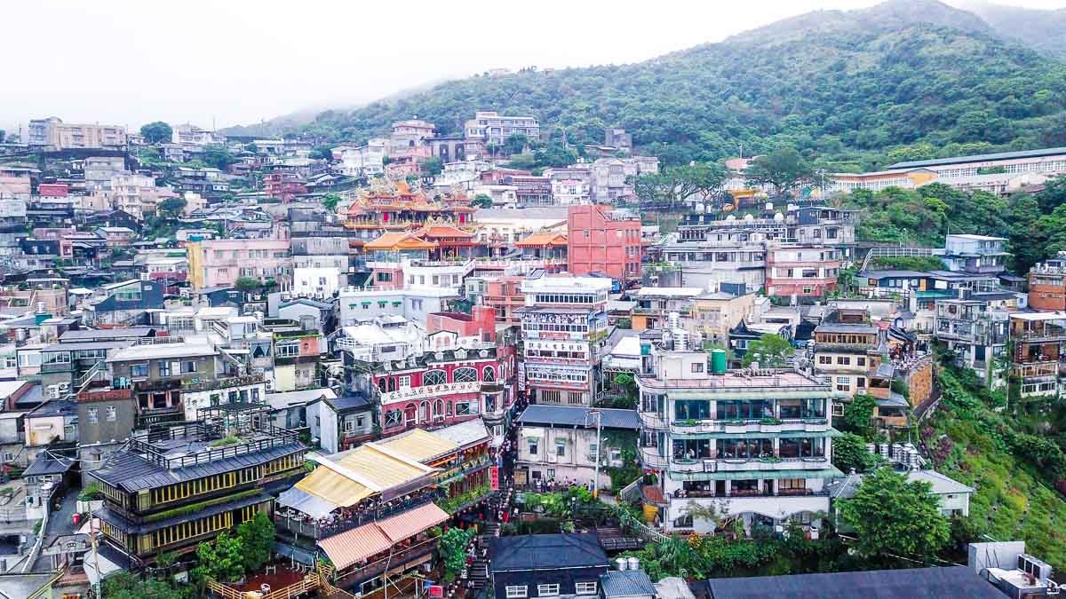jiufen drone shot - THSR Taiwan Itinerary