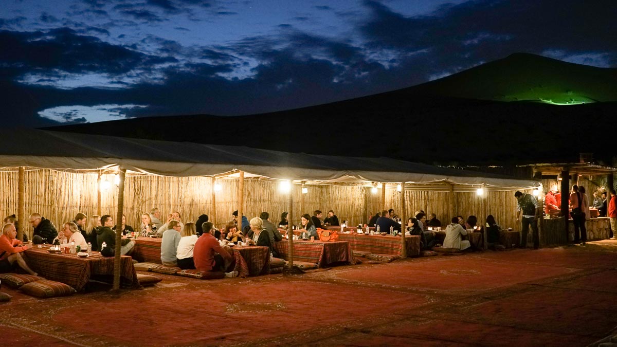 Dinning area in the Bedouin campsite - Dubai itinerary