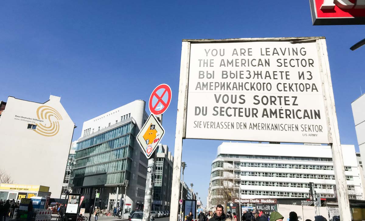 Replica of Sign at Checkpoint Charlie - Budget Berlin Travel Guide