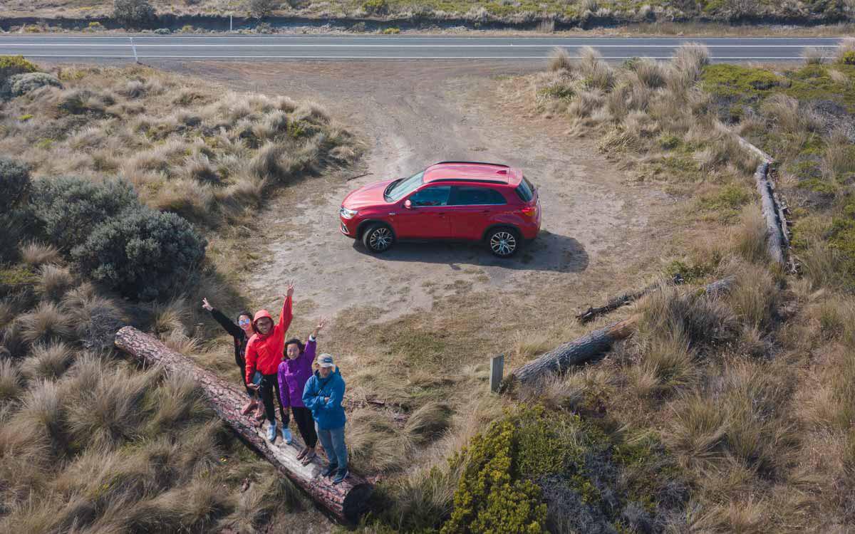 aerial group shot - great ocean road - melbourne road trip