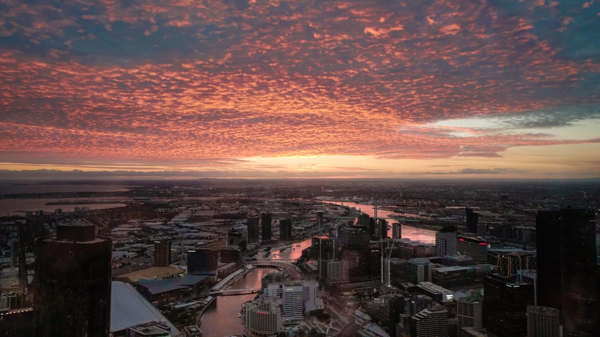 sunset at eureka skydeck - melbourne road trip_