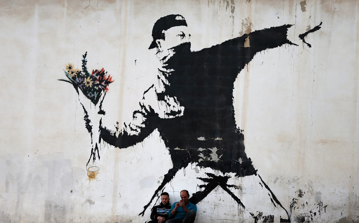 Banky's Flower Chucker by Graffitiartpedia - Berlin Iconic Street Art 