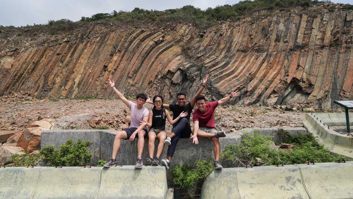 Group Shot with the S-Shaped Hexagonal Columns - Lesser-Known Sights in Hong Kong