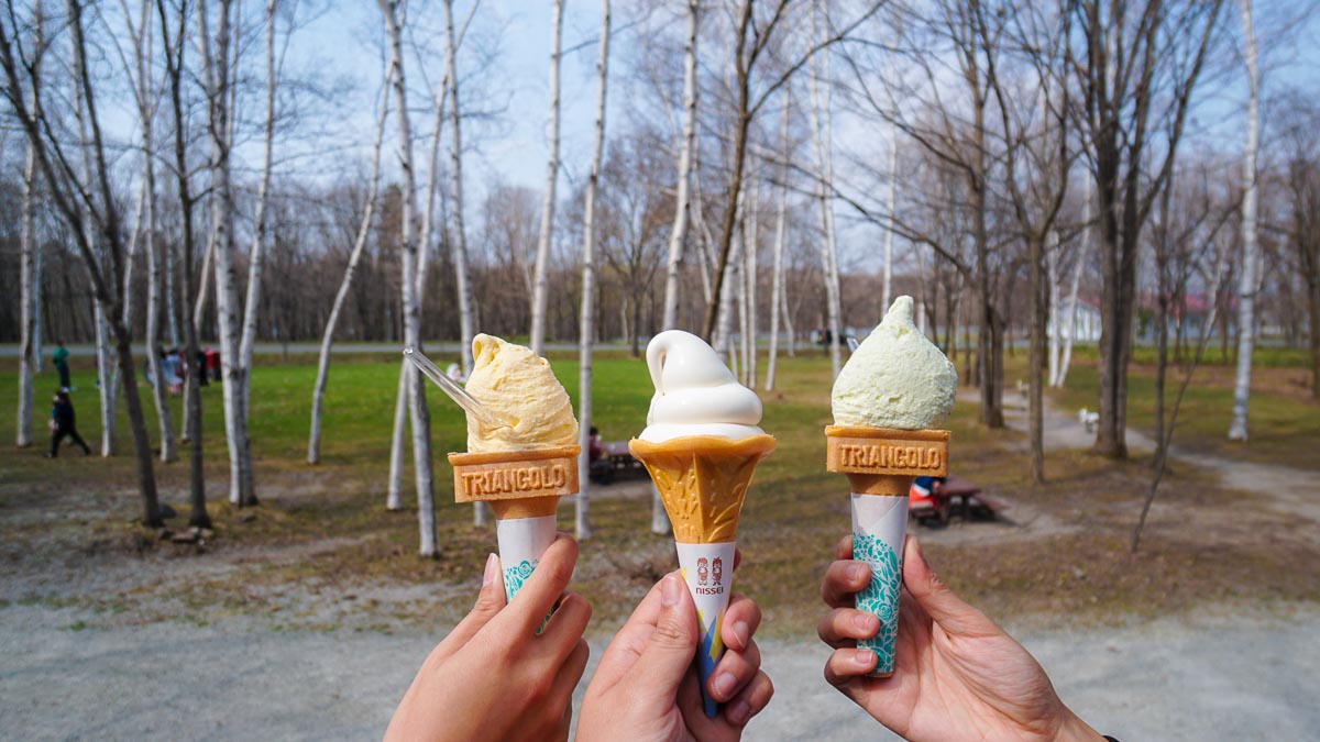 Assorted ice cream flavors at Furano Cheese Factory-Budget Hokkaido Itinerary Road Trip