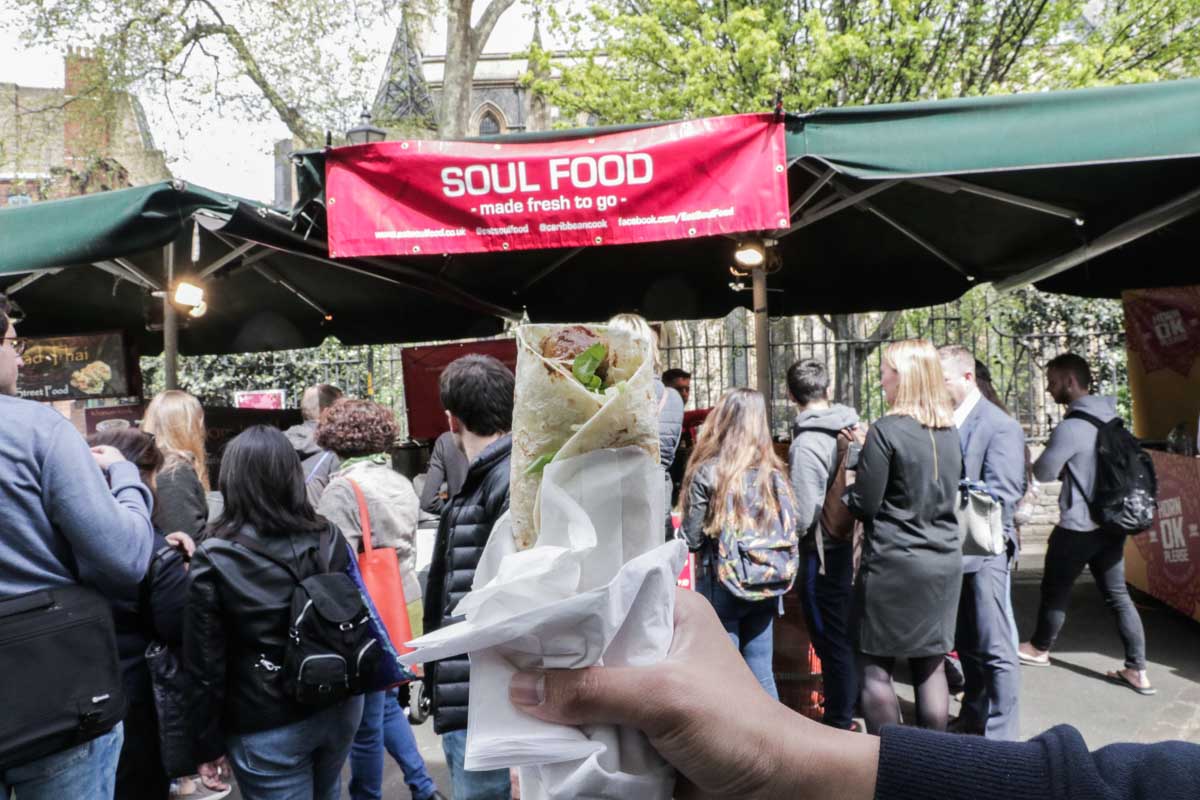 Grilled Chicken Wrap at Borough Market - Scotland Wales London Itinerary BritRail Pass