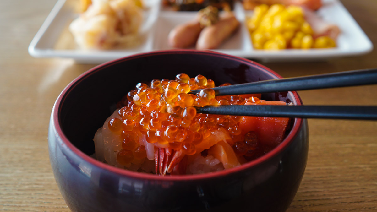Ikura bowl at Hakodate Kokusai Breakfast-Budget Hokkaido Itinerary Road Trip