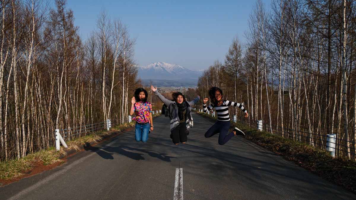 Panorama Road jump shot-Budget Hokkaido Itinerary Road Trip