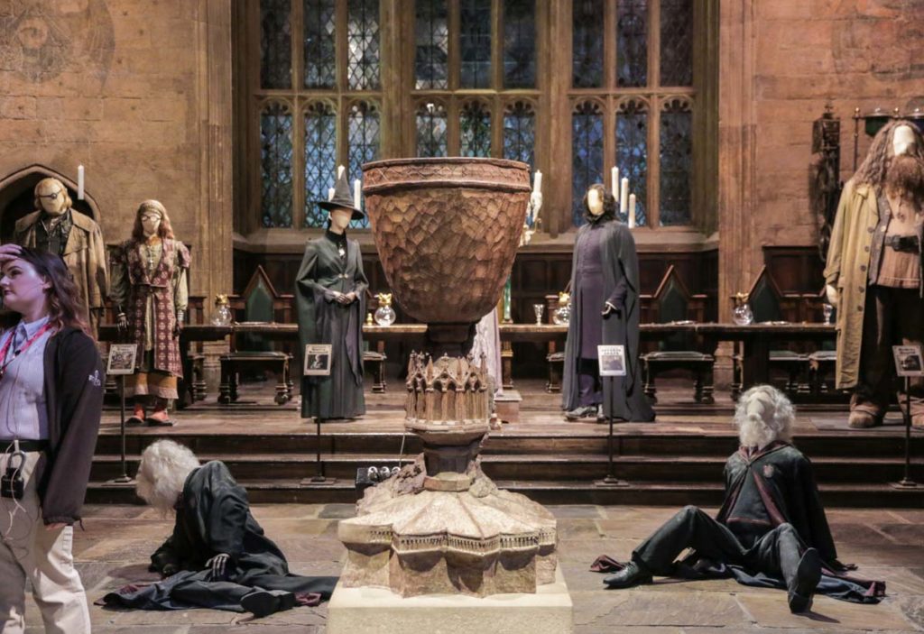 Seasonal Goblet of Fire Exhibit in the Great Hall at Warner Brothers Studio Harry Potter Tour in London - Scotland Wales London Itinerary BritRail Pass