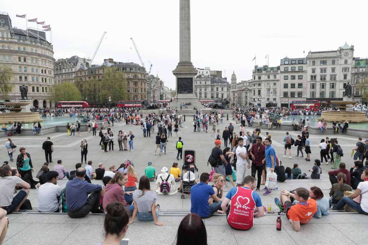 Trafalgar Square in London - Scotland Wales London Itinerary BritRail Pass