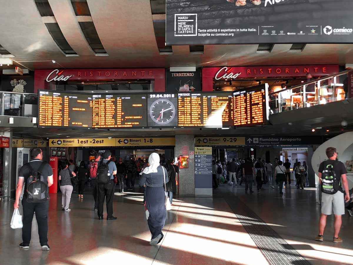 Train station in Rome - eurail pass guide